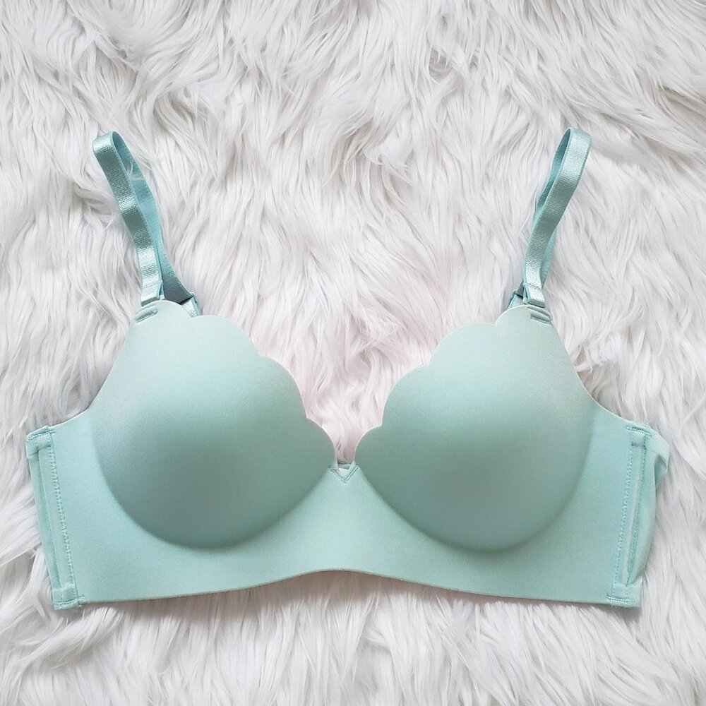 Yellow + Pink mermaid scallops wireless duo colored push-up bra